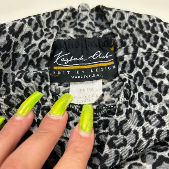 Vintage 90s leopard mesh mockneck top size L - Picture 4 of 4